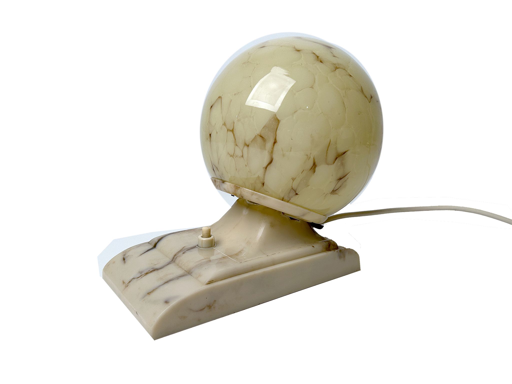 Vintage Art Deco Table Lamp, 40 years, Bakelite Melamine Opaline Marble