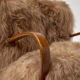 Pair of Scandinavian Armchairs in Long Haired Sheepskin, 1950s