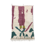 Moroccan Berber carpet Beni Ouarain ecru with colorful patterns 250x146cm