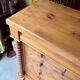 Support furniture, 6-drawer chest in turned pitch pine.