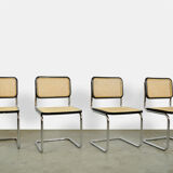 Set of 4 Cesca tubular frame cantilever dining chairs, Italy 1990s