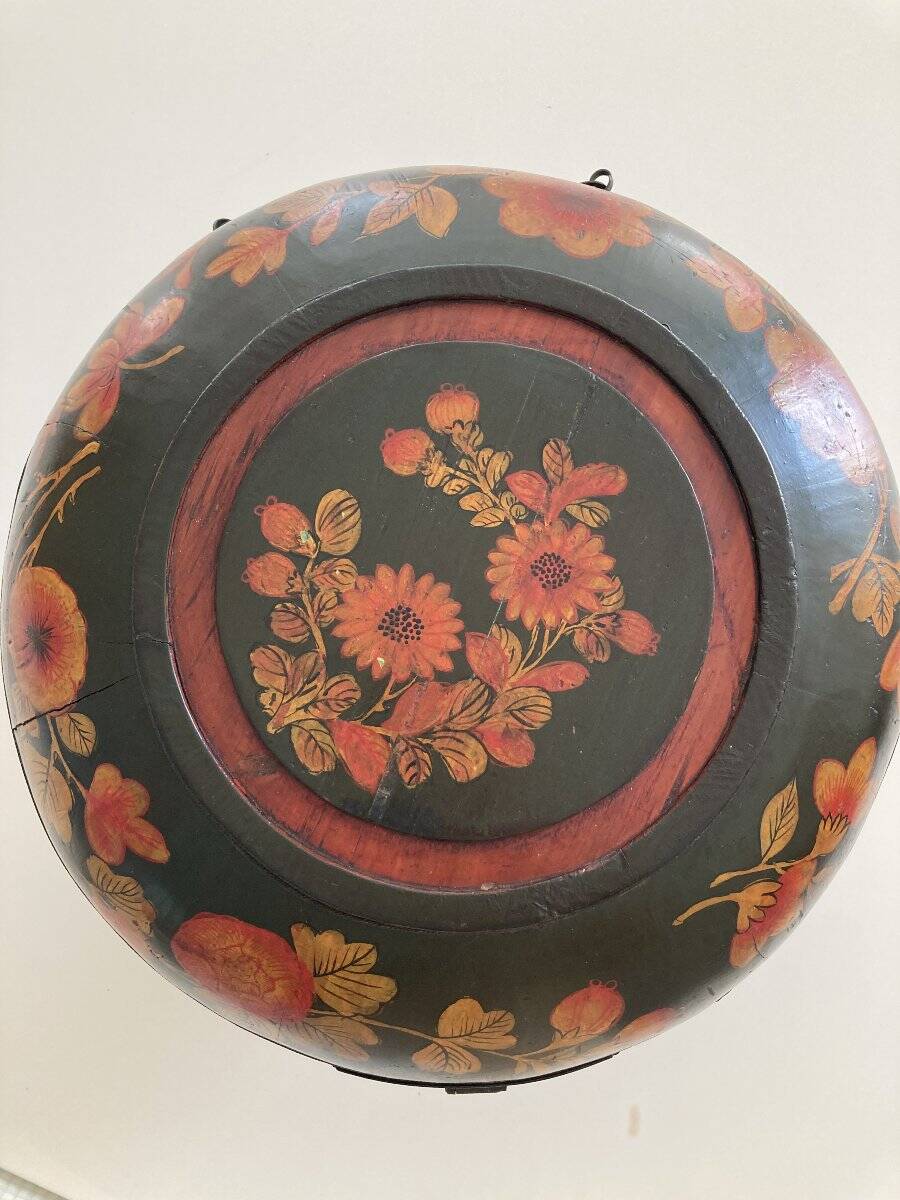 Large Chinese wedding box, polychrome wood, early 20th century.