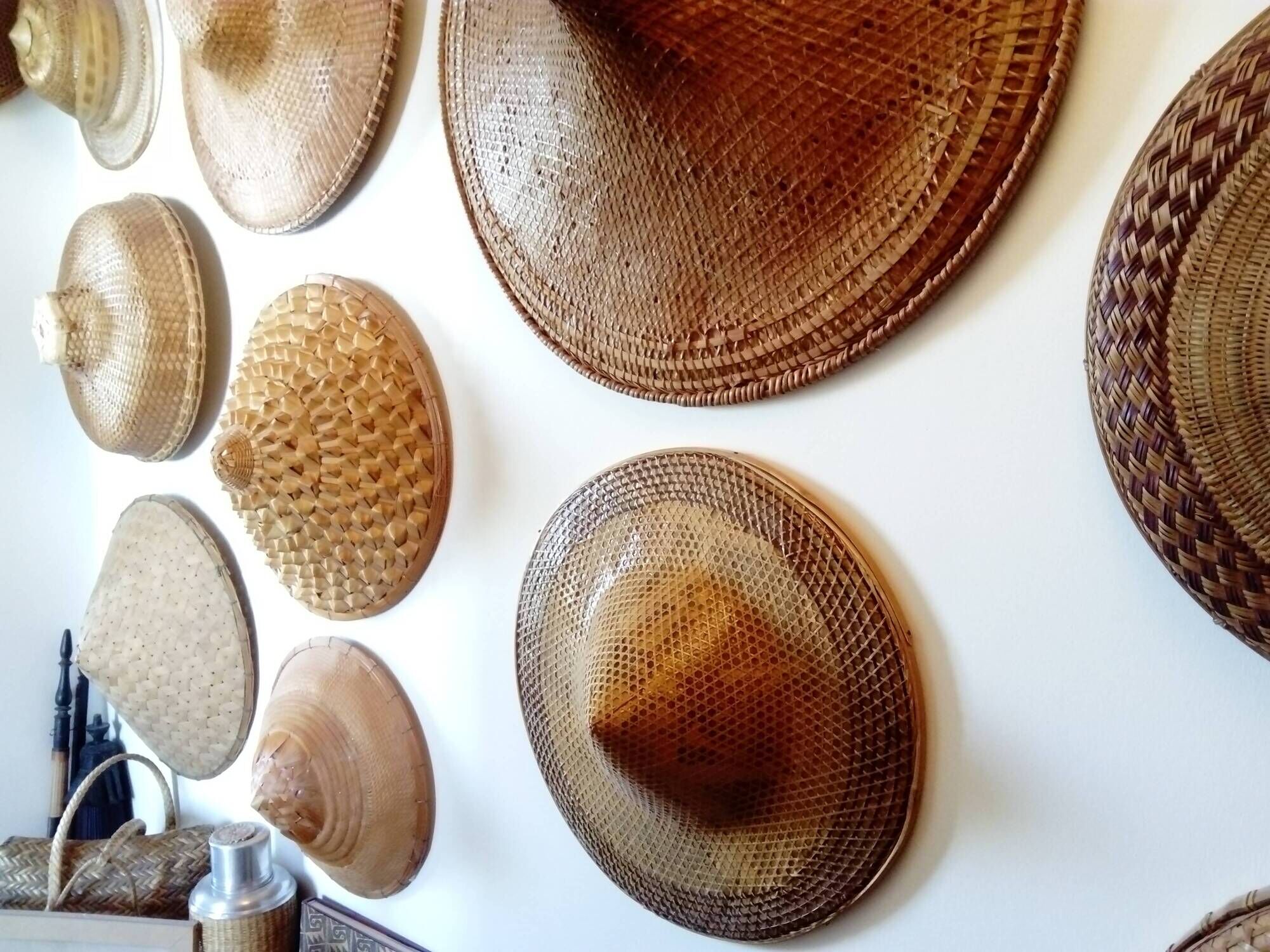 braided Asian hat. palm, bamboo, straw, wicker