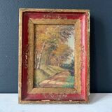 Old impressionist painting, autumn forest, framed, signed, late 19th century