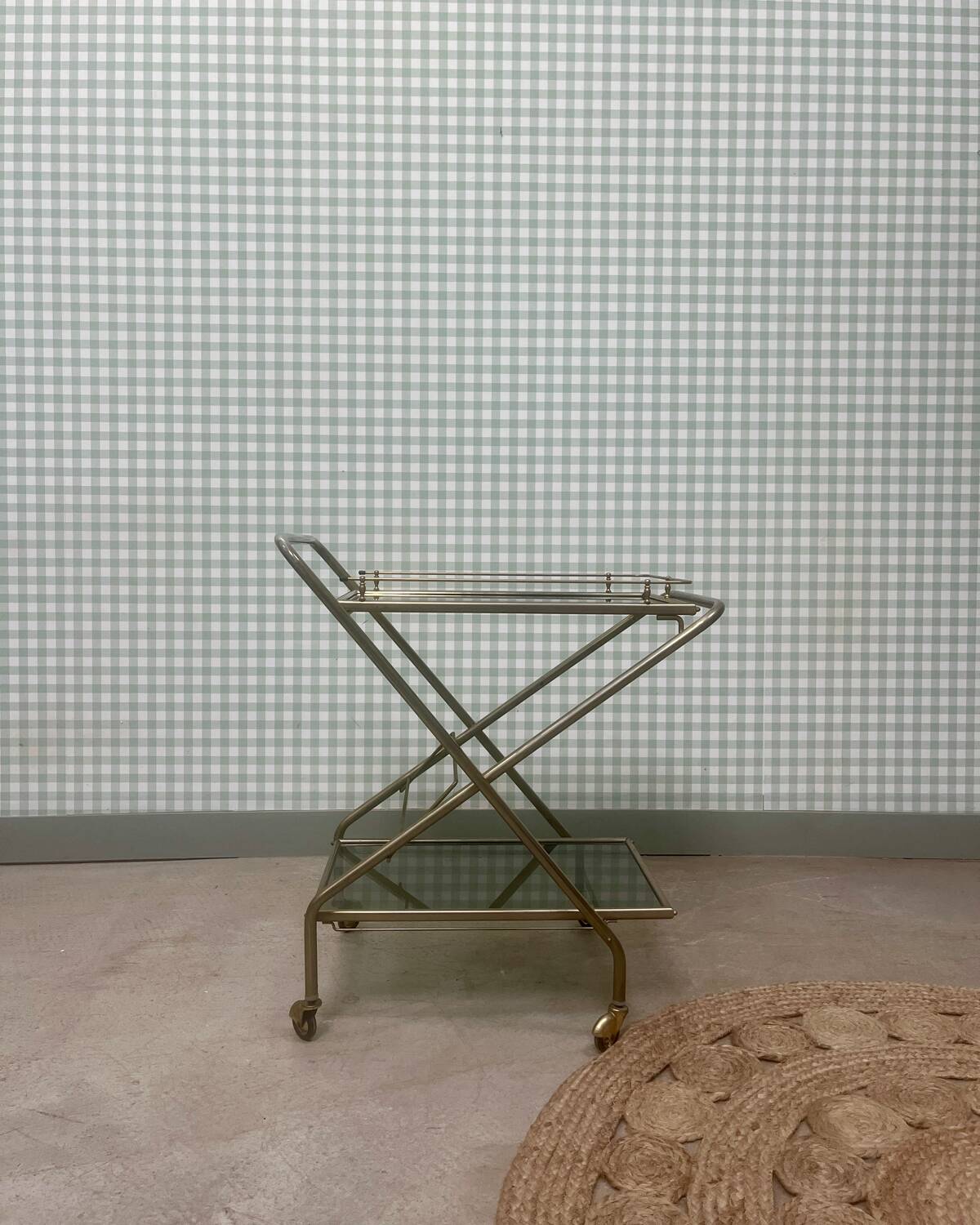 Vintage brass and glass serving trolley