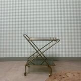 Desserte vintage laiton et verre