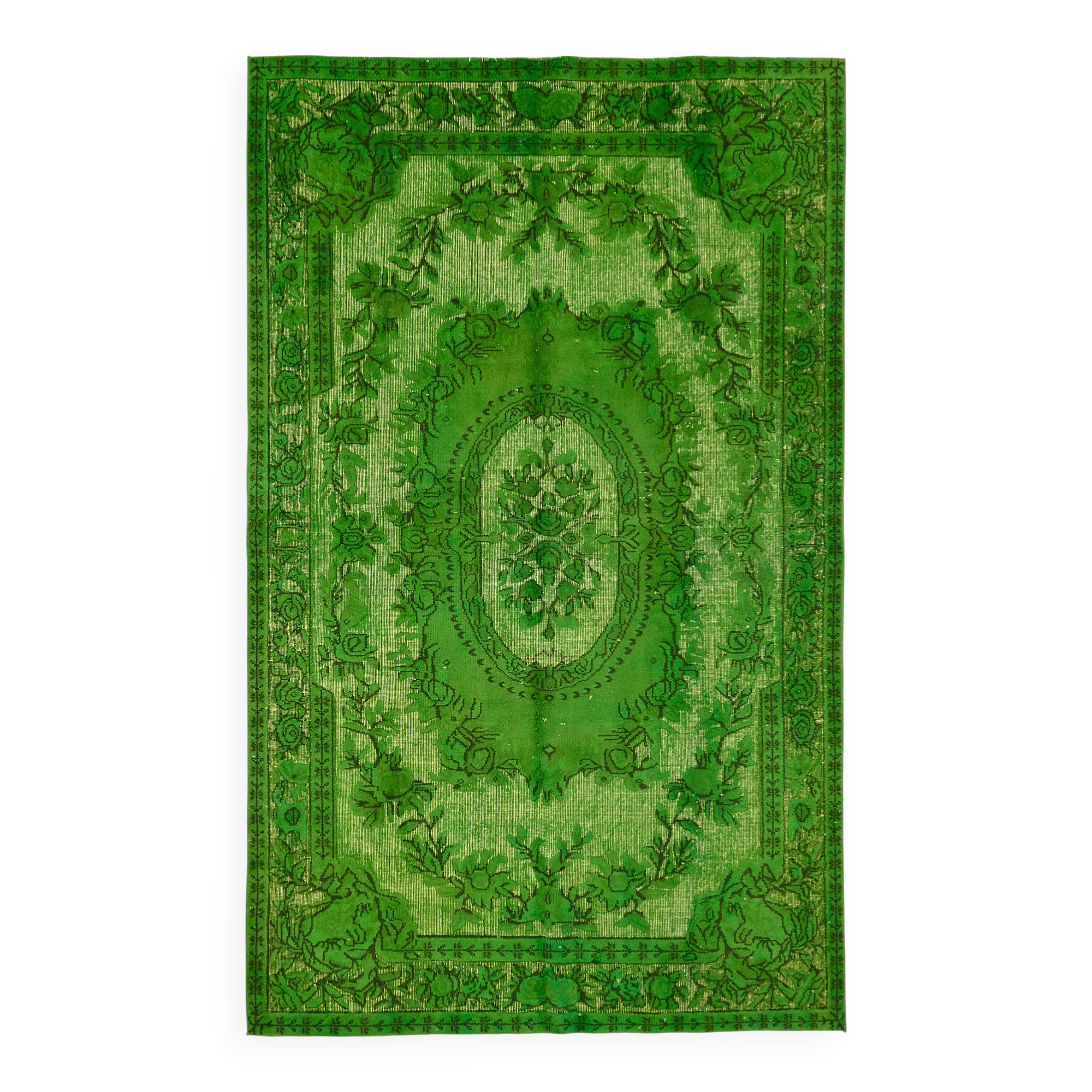 Overdyed Wool Vintage Handmade Carved Rug 170 cm x 276 cm