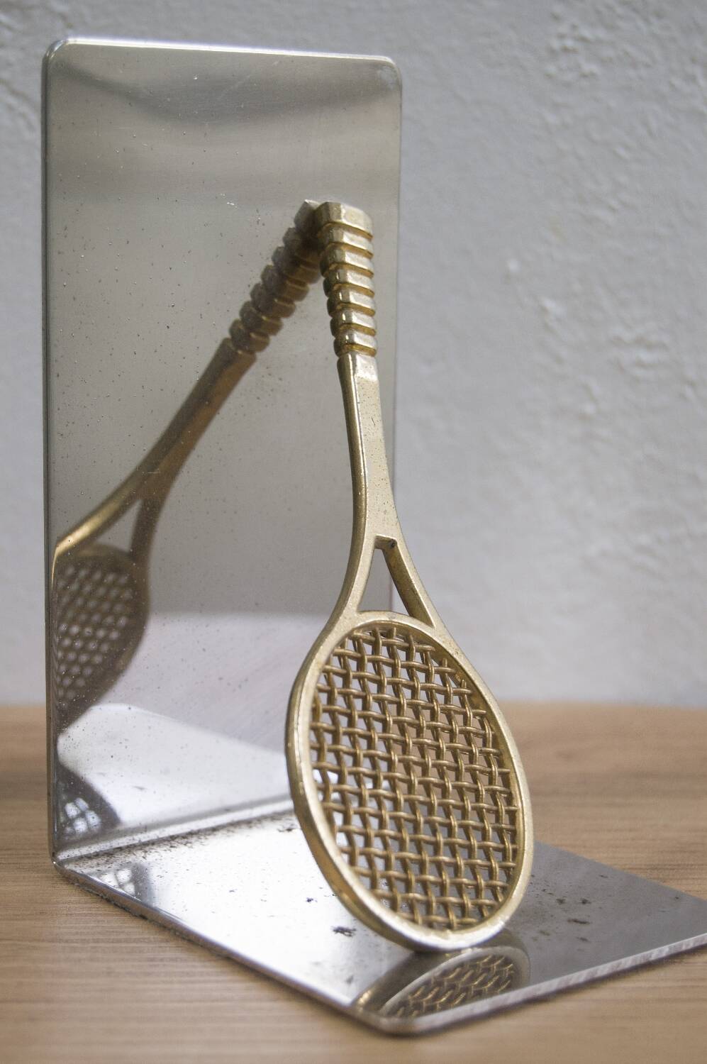 Paire de serre-livres vintage en forme de raquette de tennis – années 1980