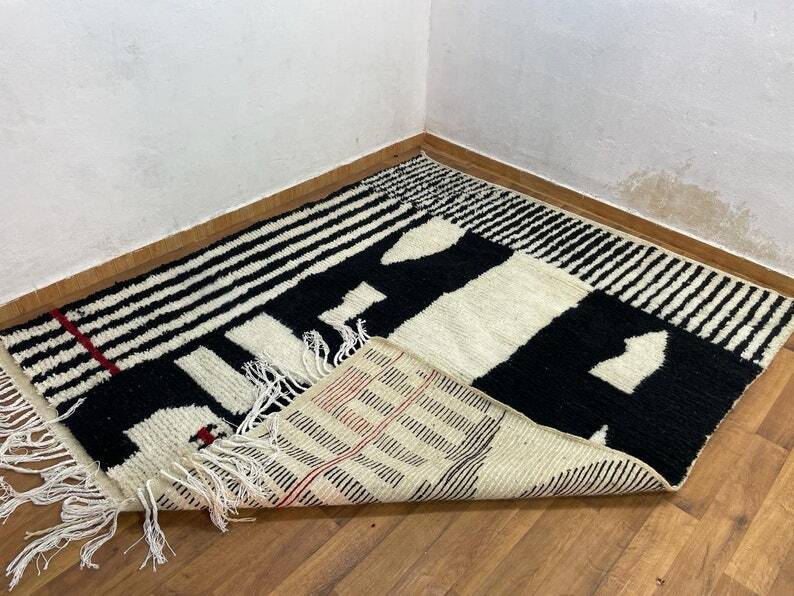 Moroccan black rug 200cm x 100cm