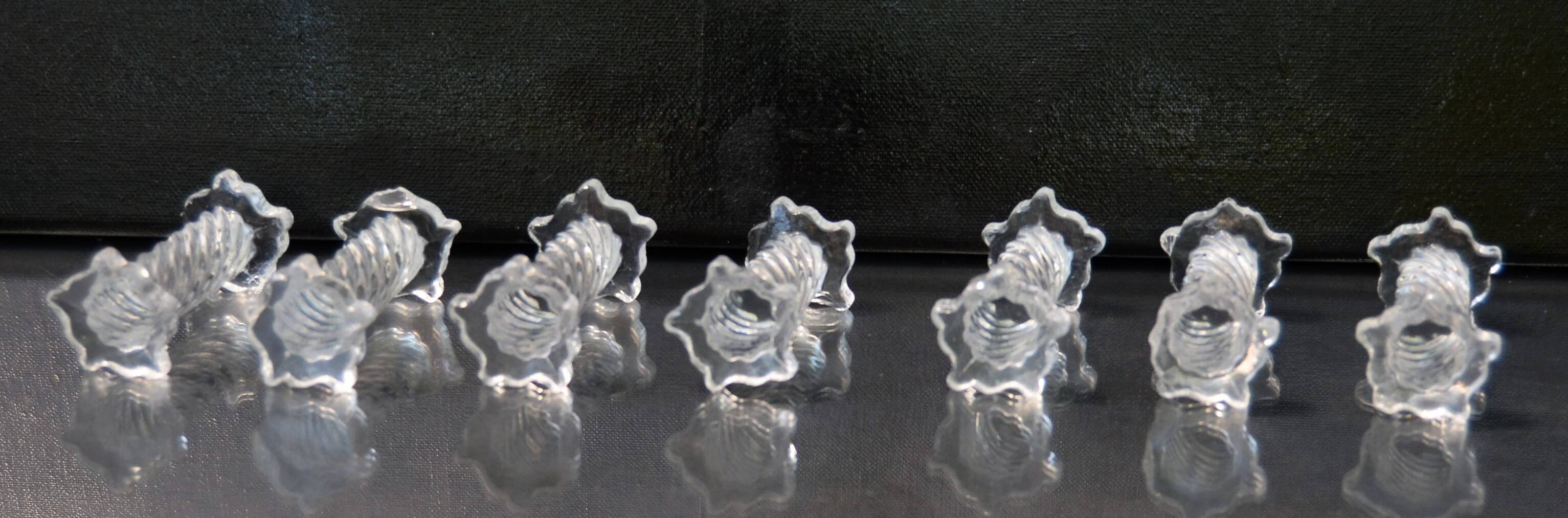 Lot of 5+2 Mid Century Twisted Knife Rests Cristallerie de Sevres Crystal Depose