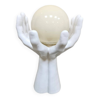 Vintage rare ceramic hand shaped table lamp