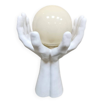 Vintage rare ceramic hand shaped table lamp