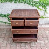 Vintage rattan chest of drawers