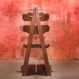 Vintage mid century brutalist solid oak dining chairs, 70