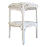 Table basse ancienne en rotin blanc