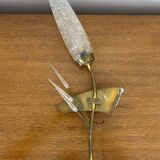 Antique wall lamp  brass + vintage glass tulip