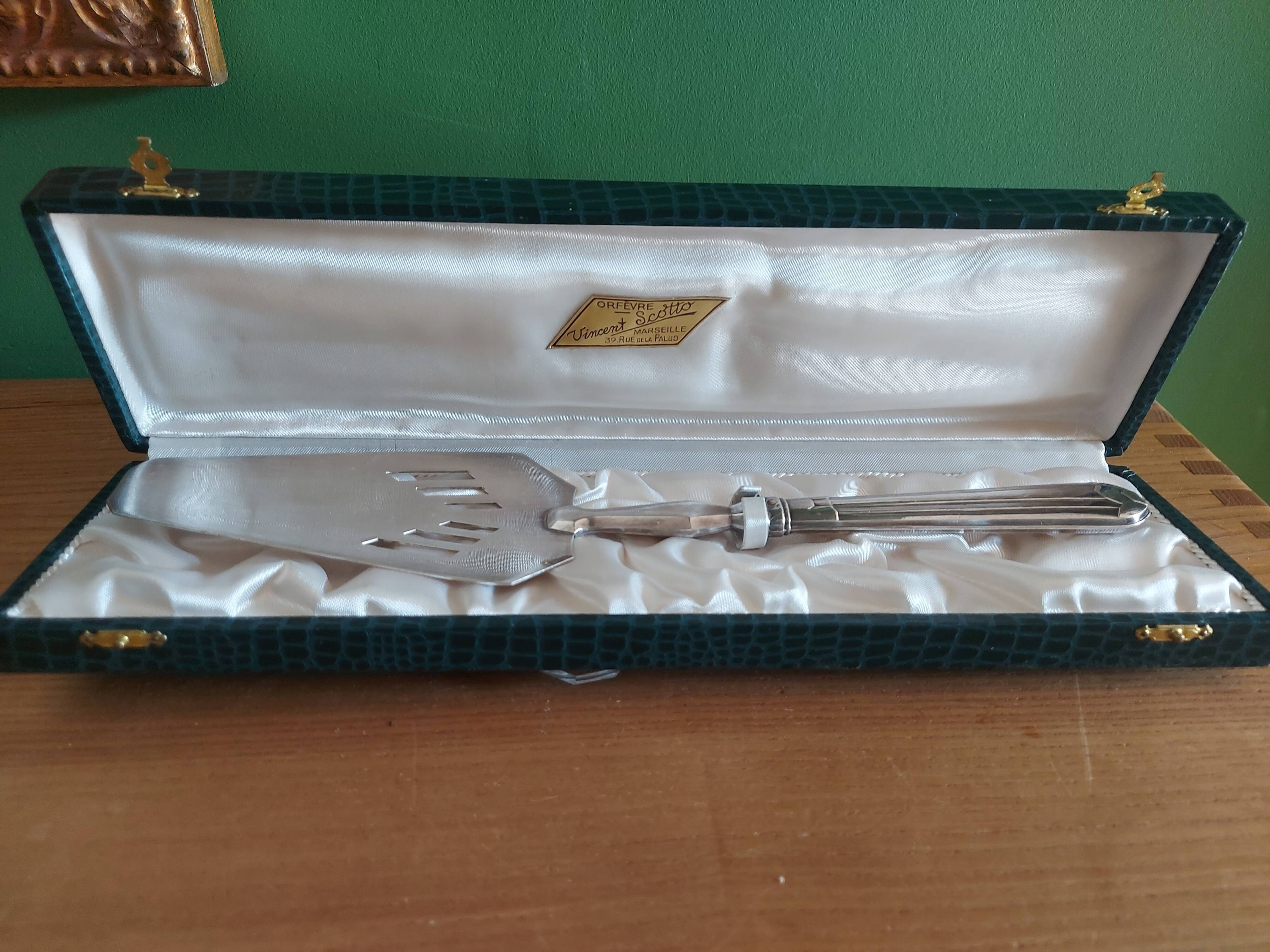 Filled silver shovel , art deco