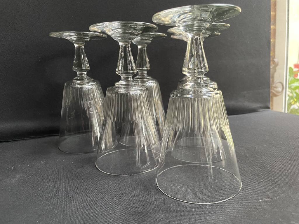 6 large blown and cut glasses from the 19th century