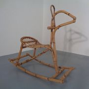 Large Bamboo Rocking Horse by Dirk van Sliedregt for Rohé Noordwolde, 1950s