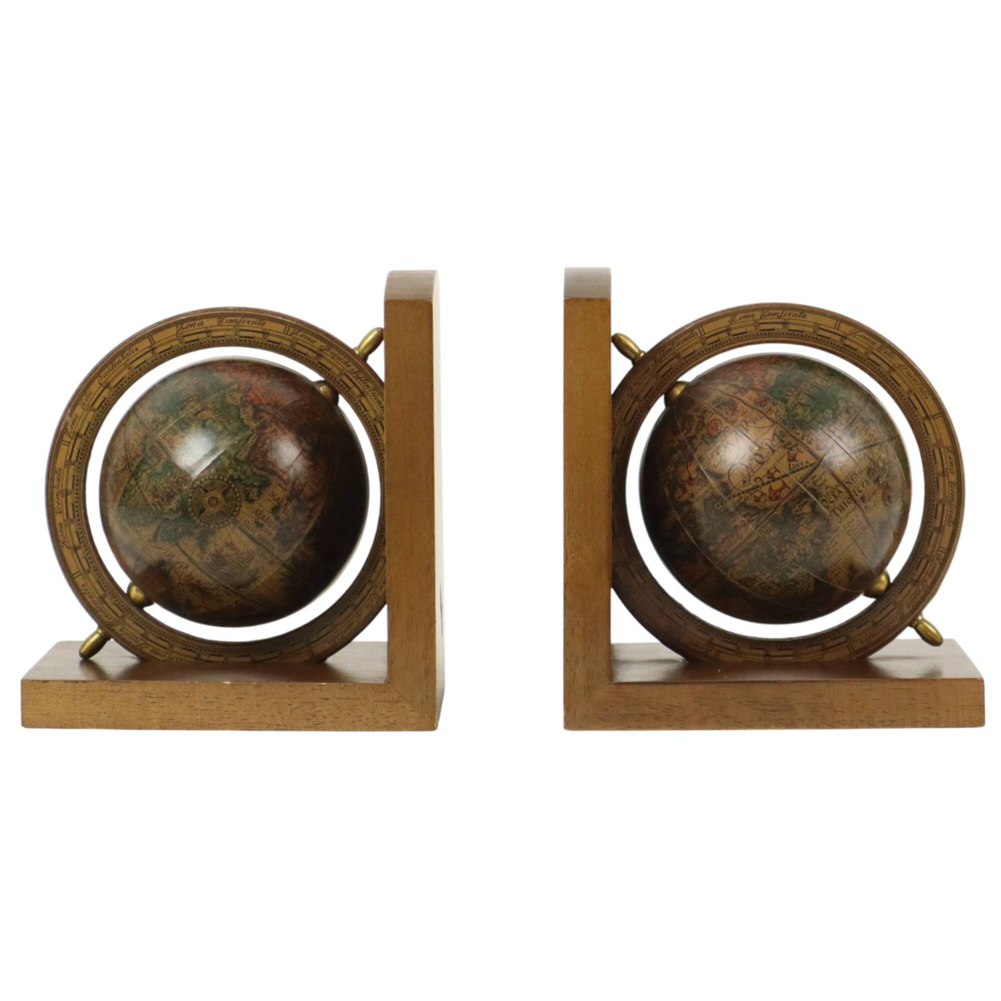 Serre-livres Globe en bois italien Mercurio D'oro