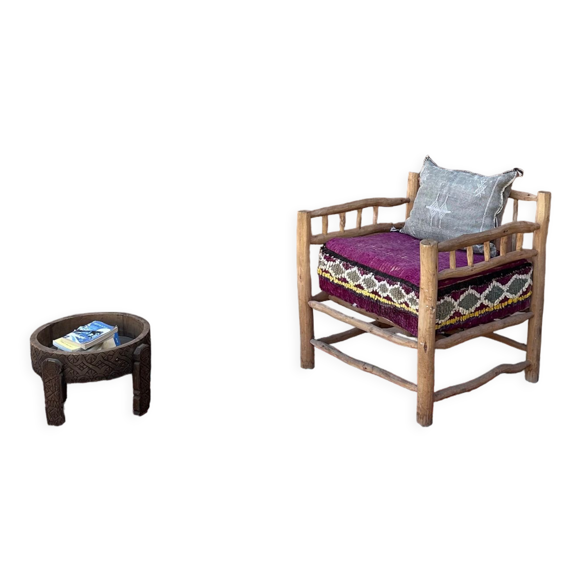 Berber carpet Boucherouite 126 x 269 cm