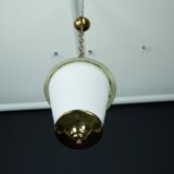 Mid-Century pendant lantern in brass and lattimo Murano glass, Italy, 1950s
