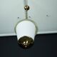 Lanterne suspendue Mid-Century en laiton et verre de Murano lattimo, Italie, années 1950
