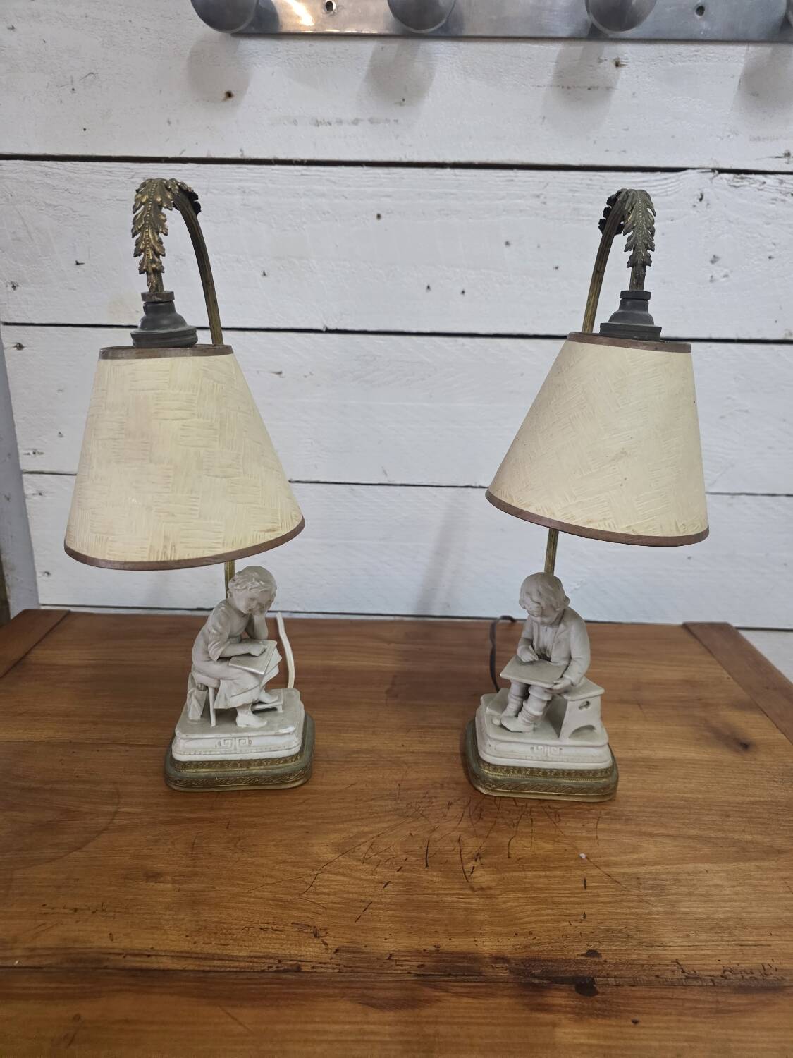 Pair of Louis XVI style bedside lamps, late 19th century