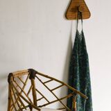 Patère murale en rotin moderne du milieu du siècle