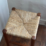 Wood and straw stool