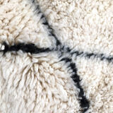 Moroccan Berber carpet blessed ouarain ecru with black abstract diamonds 154x116cm