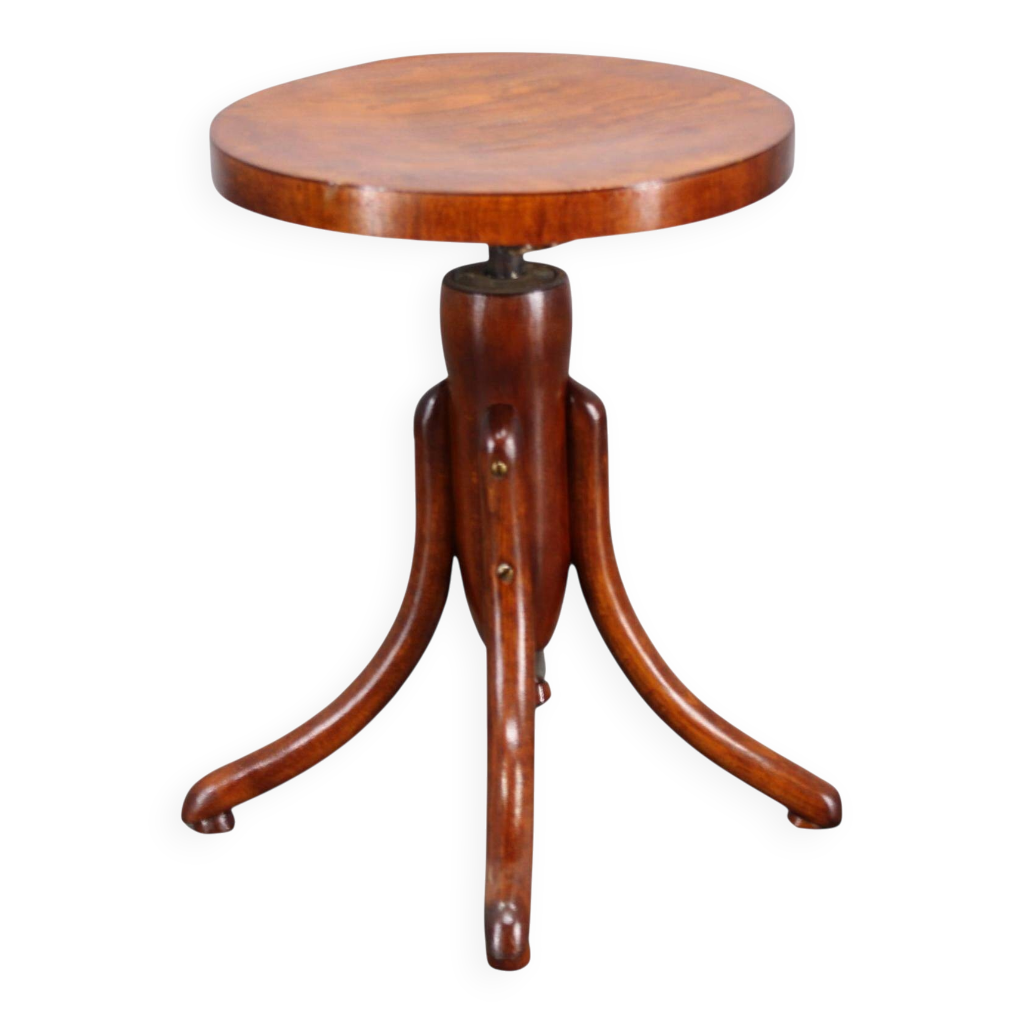 Restored adjustable bentwood piano stool, Czechoslovakia, 1930s — Art Deco Thonet