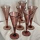 Set of 6 large vintage 1960s fuchsia bubble footed glasses.