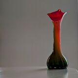 Murano Glass Vase Calla Lily - blown ribbed floral - Italy - Art Deco - 1970-1980