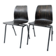 Lot de 2 chaises vintage Pagholz assise brun foncé piètement métal noir Wes
