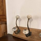 Coat Hook Rack 4 Ceramic Hooks Vintage Rustic