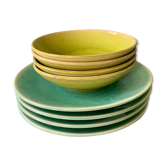 8 assiettes Jars Tourron jade & tilleul