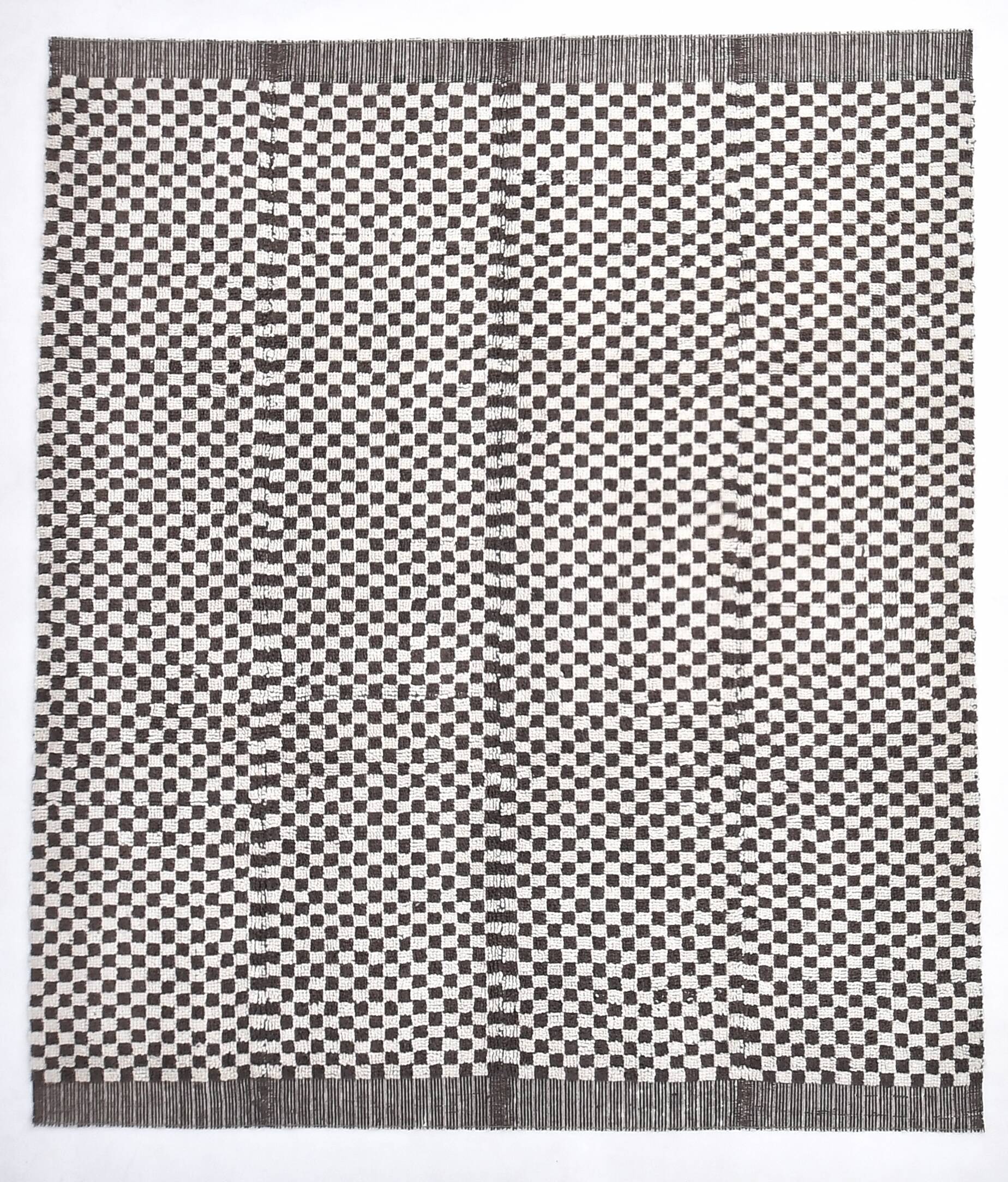 9x10 Checkered Brown White Moroccan Rug, 268x298Cm