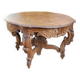 Table Napoléon III de style Louis XV en chêne avec deux rallonges, 10 couverts, fin du 19e siècle