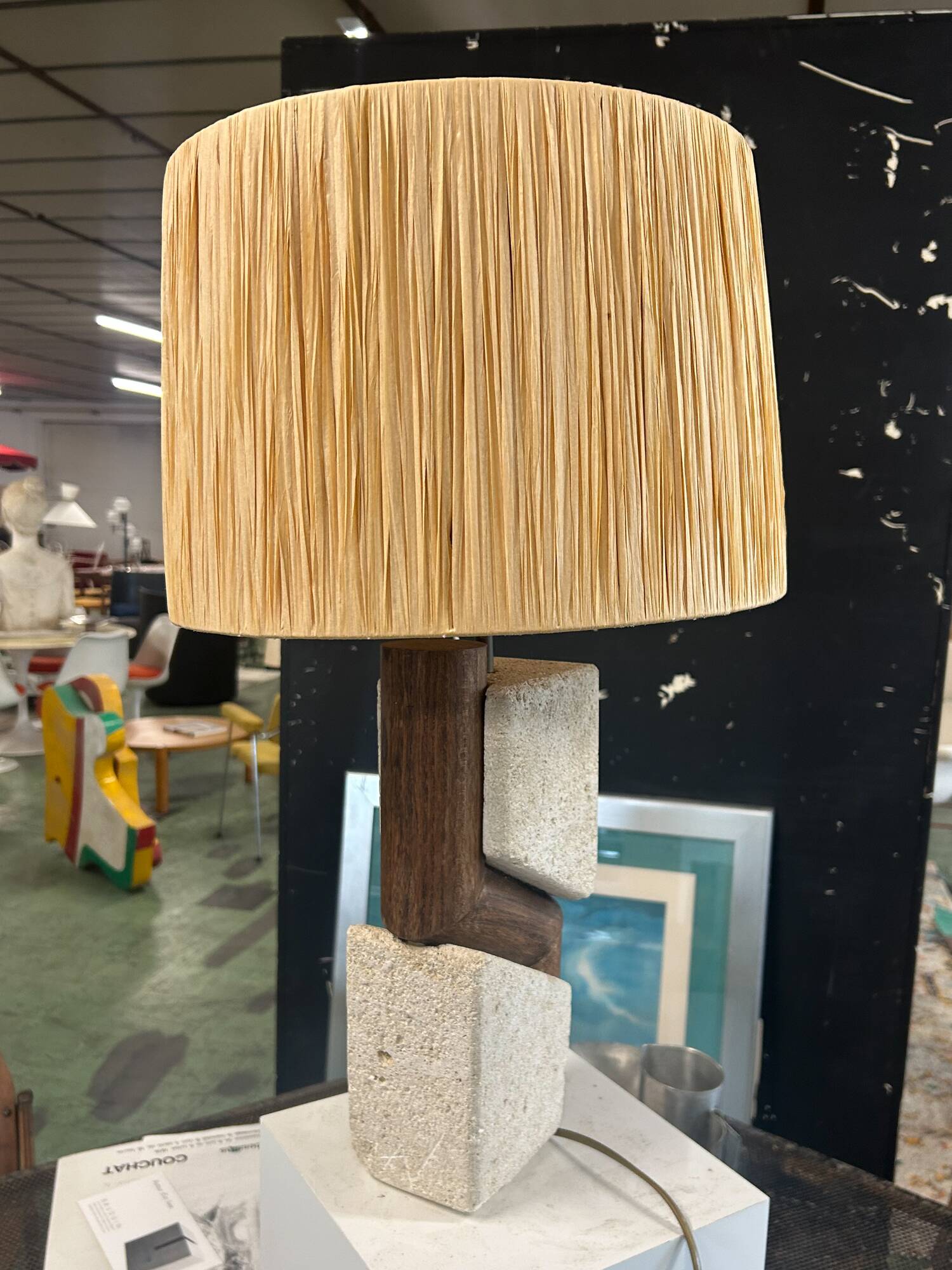 Albert Tormos lamp stone and wood 60-70
