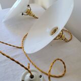 Duo of white opaline pendant lights