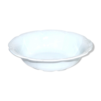 Saladier vintage en porcelaine blanche uni perle