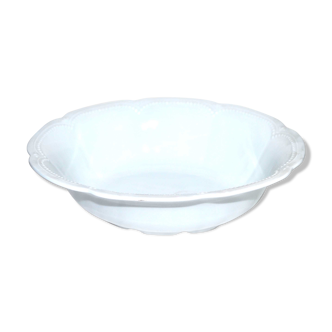 Salad bowl vintage in white porcelain plain pearl