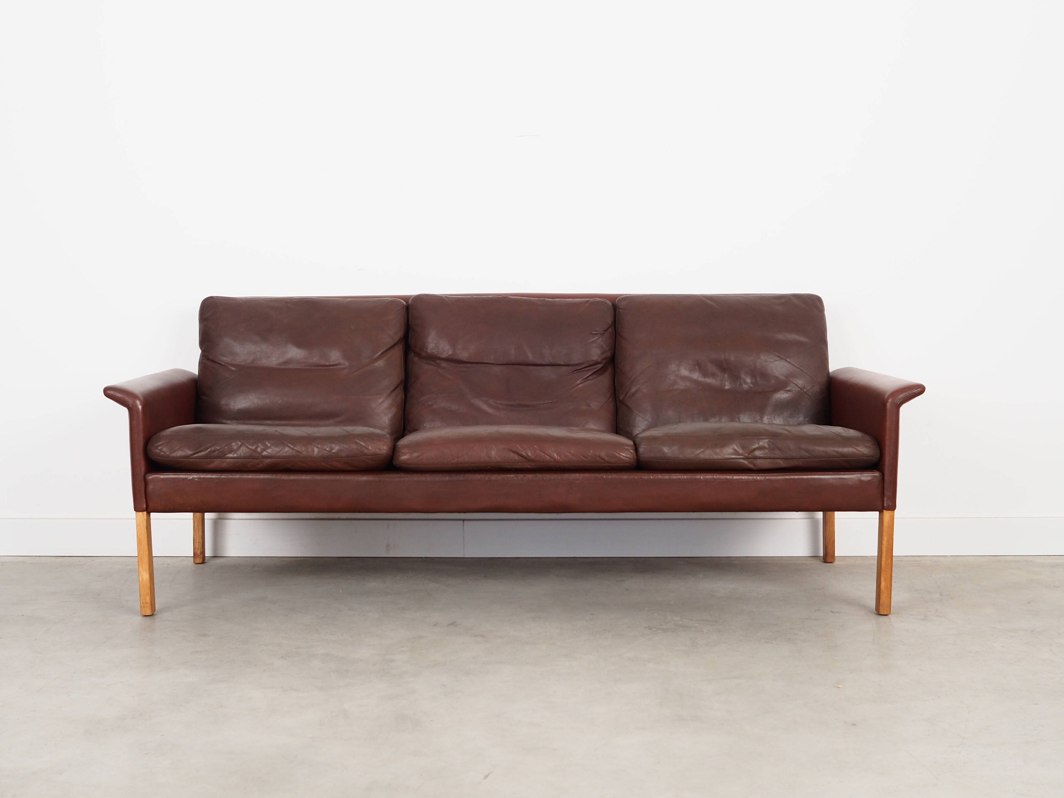 Brown leather sofa, Danish design, 1960s