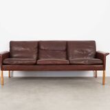 Brown leather sofa, Danish design, 1960s