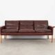 Brown leather sofa, Danish design, 1960s