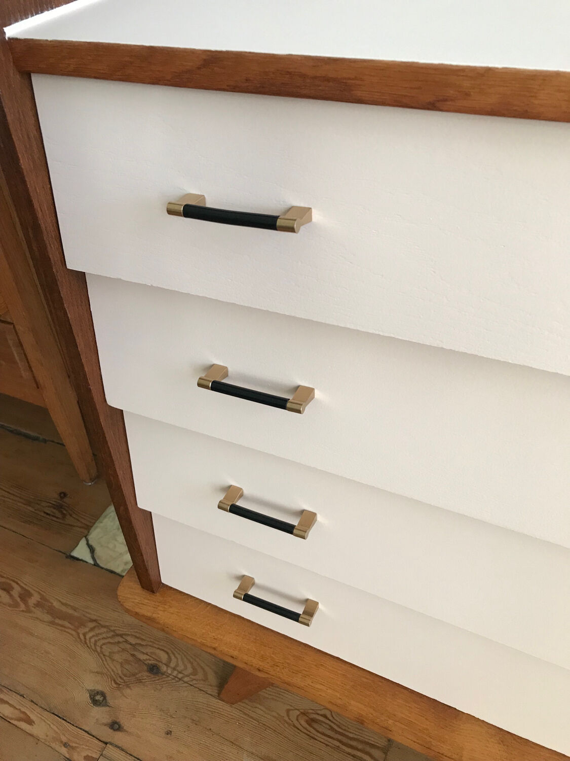 Vintage chest of drawers revisited in Setting Plaster from Farrow & Ball