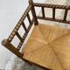 Pair of turned wood straw corner armchairs, Vintage 1950s