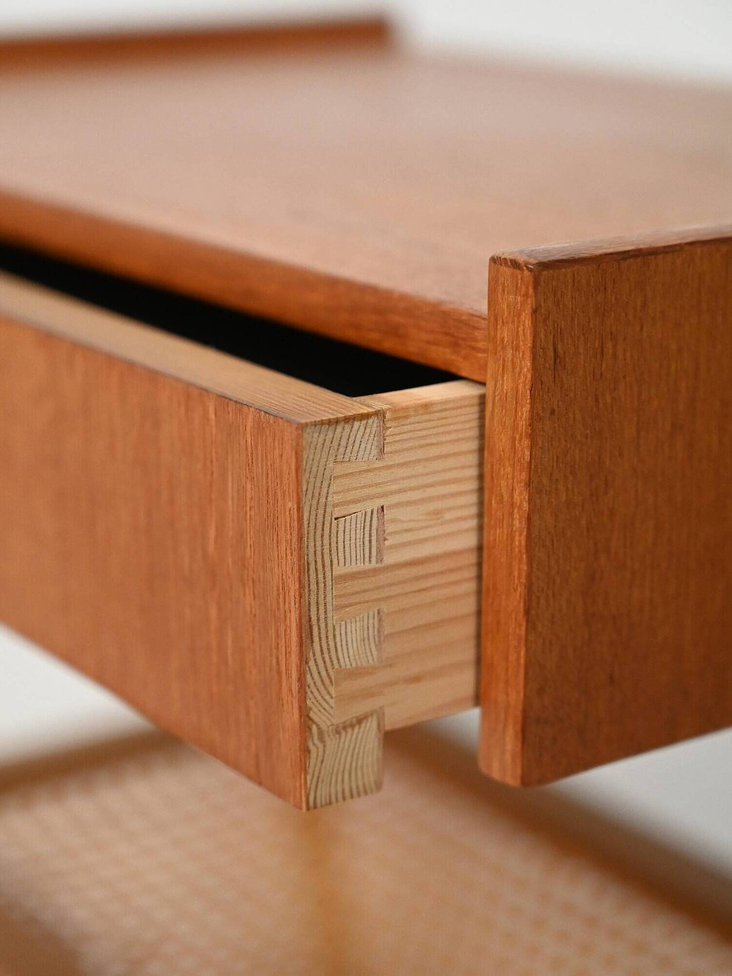Pair of Scandinavian bedside tables in teak with Vienna cane