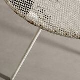 Vintage French Mid Century Round Console Table in White Metal, 1950s